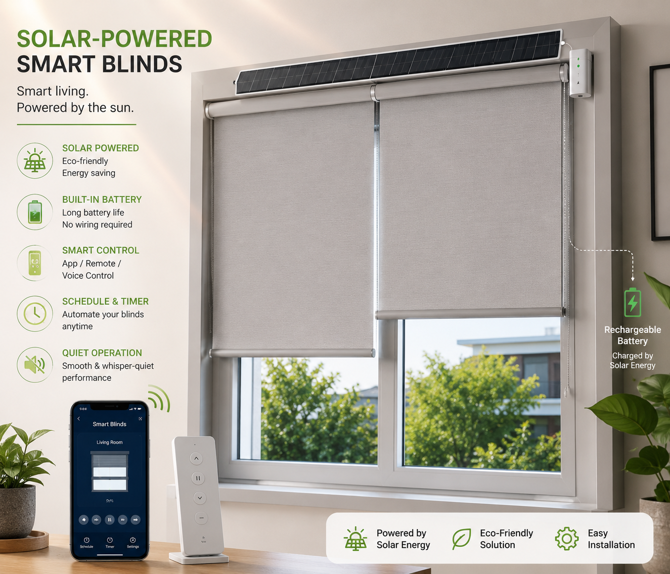 Solar-Powered Smart Blinds